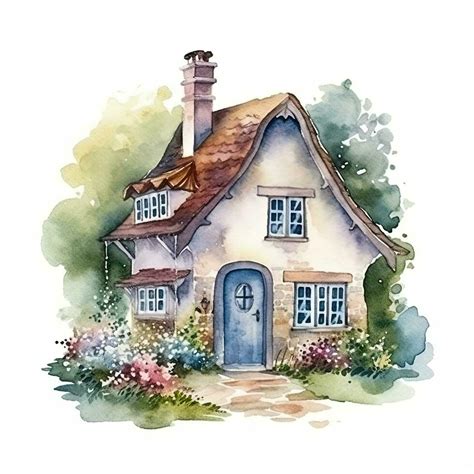 Cute watercolor house. Illustration 24529633 Stock Photo at Vecteezy