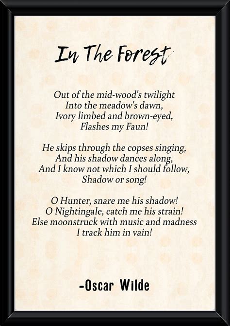 In The Forest Poem By Oscar Wilde Printable Poetry Wall Art | Etsy