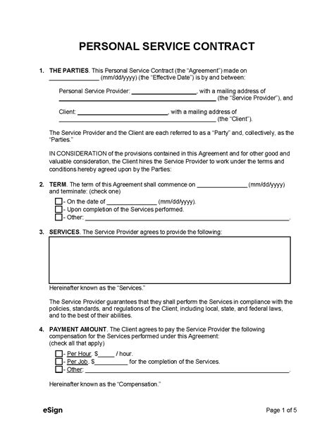 Free Personal Service Contract Template | PDF | Word