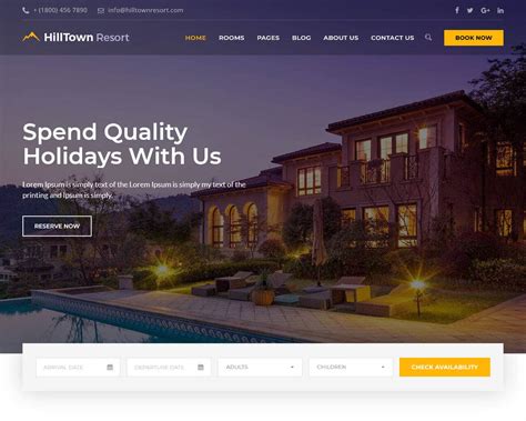 Hotel Booking Website Template Free