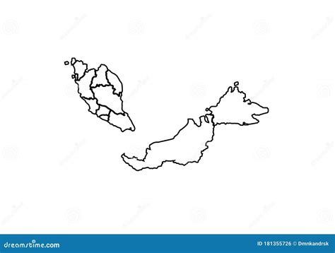 Malaysia - Outline Map Vector Illustration | CartoonDealer.com #104340576