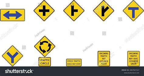 Intersection Warning Signs Road Signs: เวกเตอร์สต็อก (ปลอดค่าลิขสิทธิ์ ...