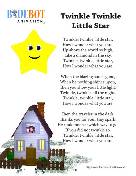 Twinkle Twinkle Little star nursery rhyme lyrics Free printable nursery ...