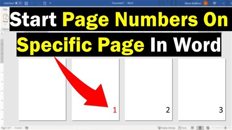 Page Numbers Starting From A Specific Page In Word - YouTube