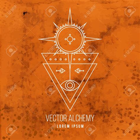 Vector geometric alchemy symbol with eye, sun, star, triangle ...