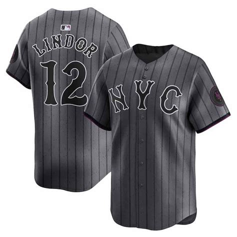 Men's New York_Mets Jersey Francisco Lindor #12 Graphite 2024 City ...