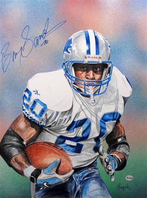 Barry Sanders Autographed Painting Painting by Gary Longordo | Saatchi Art