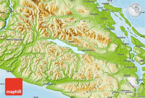 Physical Map of Cowichan Valley