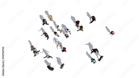 crowd of people in top-view isolated on white background Stock ...