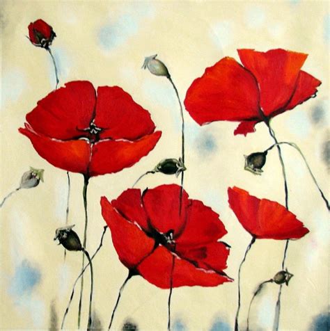 Oil Acrylic Painting Red Poppies Flower | Painting | Poppy flower ...