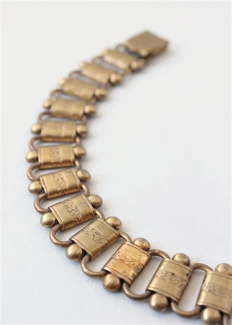 Vintage 1940s Brass Book Chain Bracelet - Raleigh Vintage