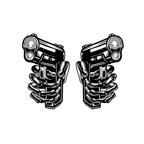 skeleton hand holding a gun vector illustration design 12715258 Vector ...