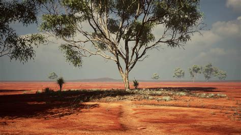 Desert trees in plains of africa under clear sky and dry floor 7547708 ...