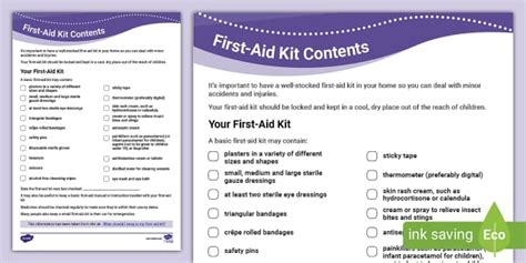 Family First-Aid Kit Checklist (teacher made) - Twinkl