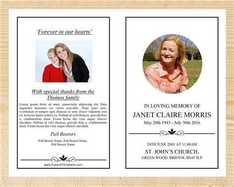 Printable Funeral Program Template