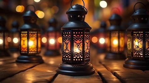 Premium AI Image | ramadan lanterns background HD 8K wallpaper Stock ...