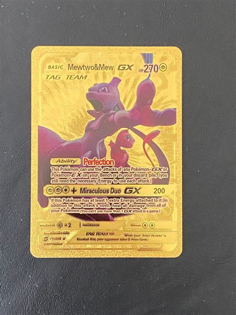 Mavin | Tag Team Mewtwo & Mew GX Shiny Gold Foil Pokemon Card