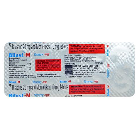 Buy BILAST M Tablet 10's Online at Upto 25% OFF | Netmeds