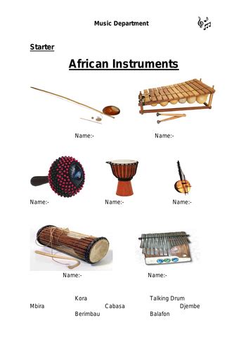 Ks3 Music - African Instruments Starter | Teaching Resources