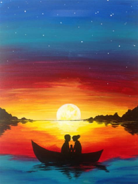 A bright, colorful, romantic scene of a couple holding hands in a row ...