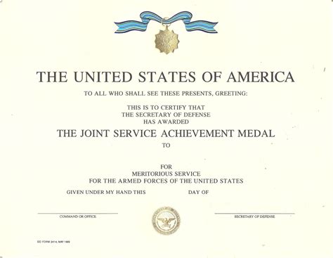 Army Achievement Medal Certificate Template | EmetOnlineBlog