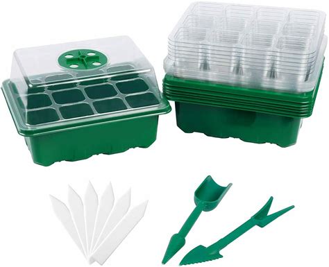 Seed Starting Kit 6 Seed Trays 6 Inserts 6 Dome Lids Seedling Starter ...