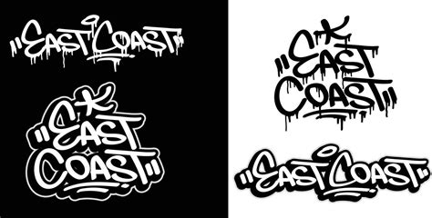 East Coast text in graffiti tag font style. Graffiti text vector ...