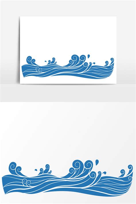 Blue Cartoon Sea Water Vector Elements | AI PNG Images Free Download ...