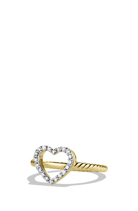 David Yurman 'Cable Collectibles' Heart Ring with Diamonds in Gold ...