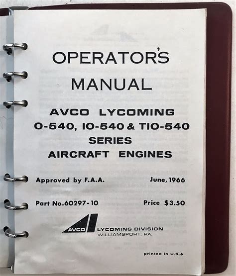 Operator's Manual Avco Lycoming O-540, IO-540 & TIO-540 Series Aircraft ...