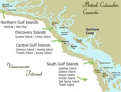 Map of the Gulf Islands, British Columbia, Canada