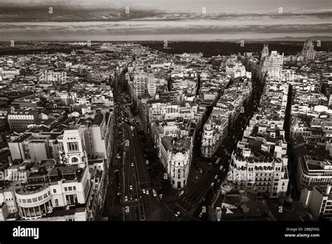 Aerial view of Gran Via shopping area in Madrid, Spain Stock Photo - Alamy