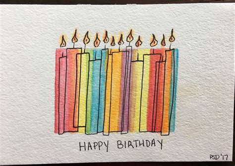 Birthday candle watercolor card 2017 | Watercolor birthday cards, Happy ...