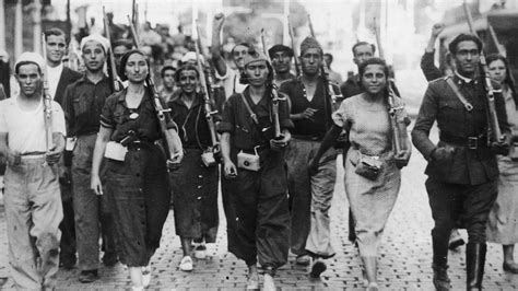 Female Militia Members March at the Beginning of the Spanish Civil War