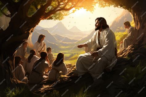 Premium AI Image | jesus christ bible holy mountain sermon