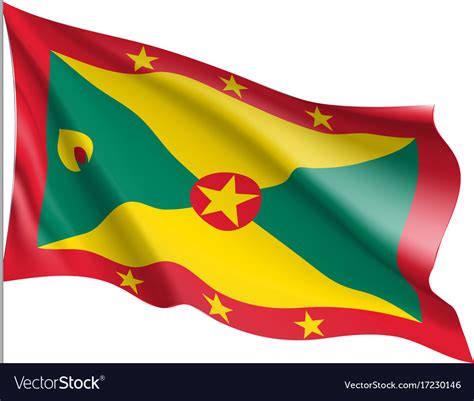 Waving flag of grenada Royalty Free Vector Image