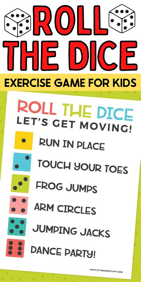 Printable Roll the Dice Exercise Game for Kids - Hey Let's Make Stuff ...