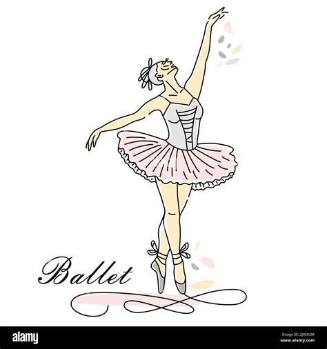 Woman ballet dancer of continuous line drawing in pink color Stock ...