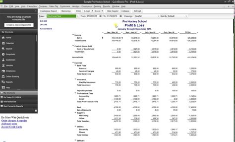 Quickbooks Profit And Loss Statement Template