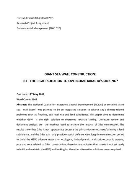 (PDF) GIANT SEA WALL CONSTRUCTION: IS IT THE RIGHT SOLUTION TO OVERCOME ...