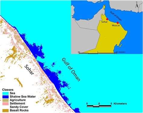 Location map of Sohar study area along with the Gulf of Oman coast. The ...