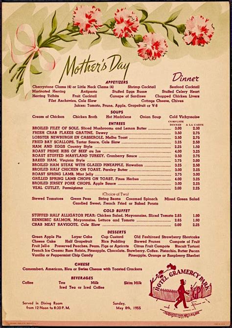 Mother's Day 1950s Menu | Ephemeral New York