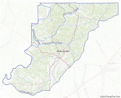 Map of Monroe County, Alabama - Địa Ốc Thông Thái