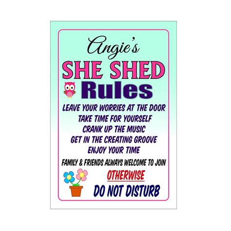 Personalized She Shed Rules Sign - Etsy