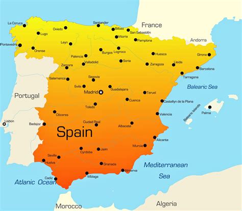 Cities map of Spain - OrangeSmile.com