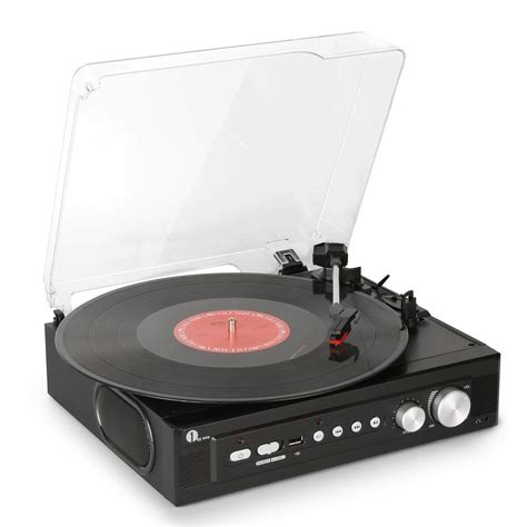 1byone Belt Drive 3 Speed Mini Stereo Turntable with Built in Speakers ...