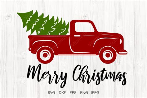 Merry Christmas Truck SVG, Red Truck Graphic by VitaminSVG · Creative ...