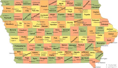 Map Of Iowa Counties And Cities | Draw A Topographic Map