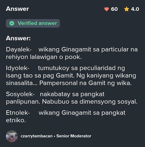 Ano ang barayti ng mga wika ng Sosyolek, Etnolek at Idyolek? - Brainly.ph