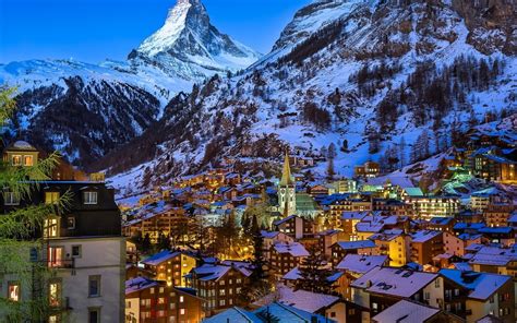 Winter at Zermatt Valley Switzerland Wallpaper Download 5120x3200